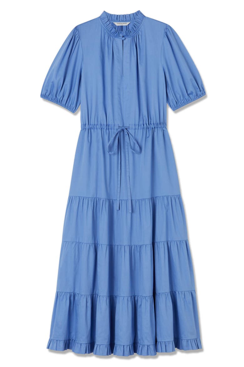 Hedy Tiered Cotton Midi Dress, Alternate, color, LIGHT BLUE