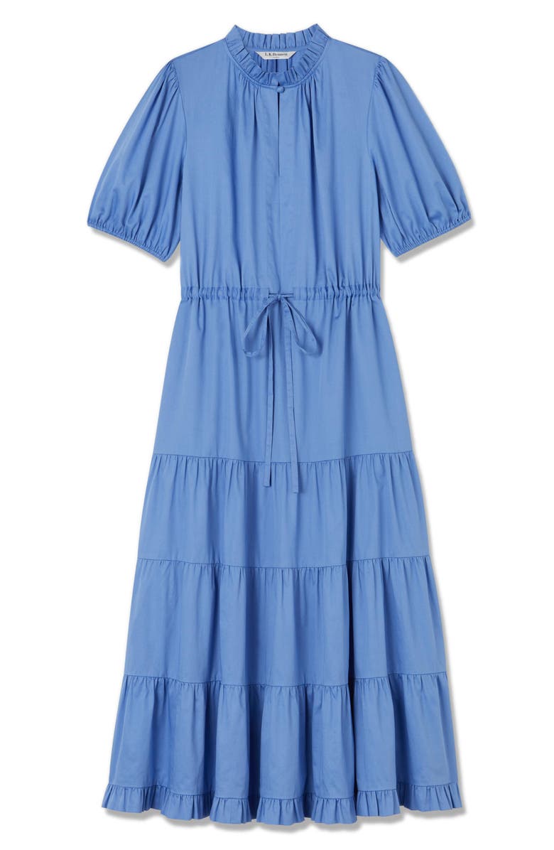 LK Bennett Hedy Tiered Cotton Midi Dress, Alternate, color, Light Blue