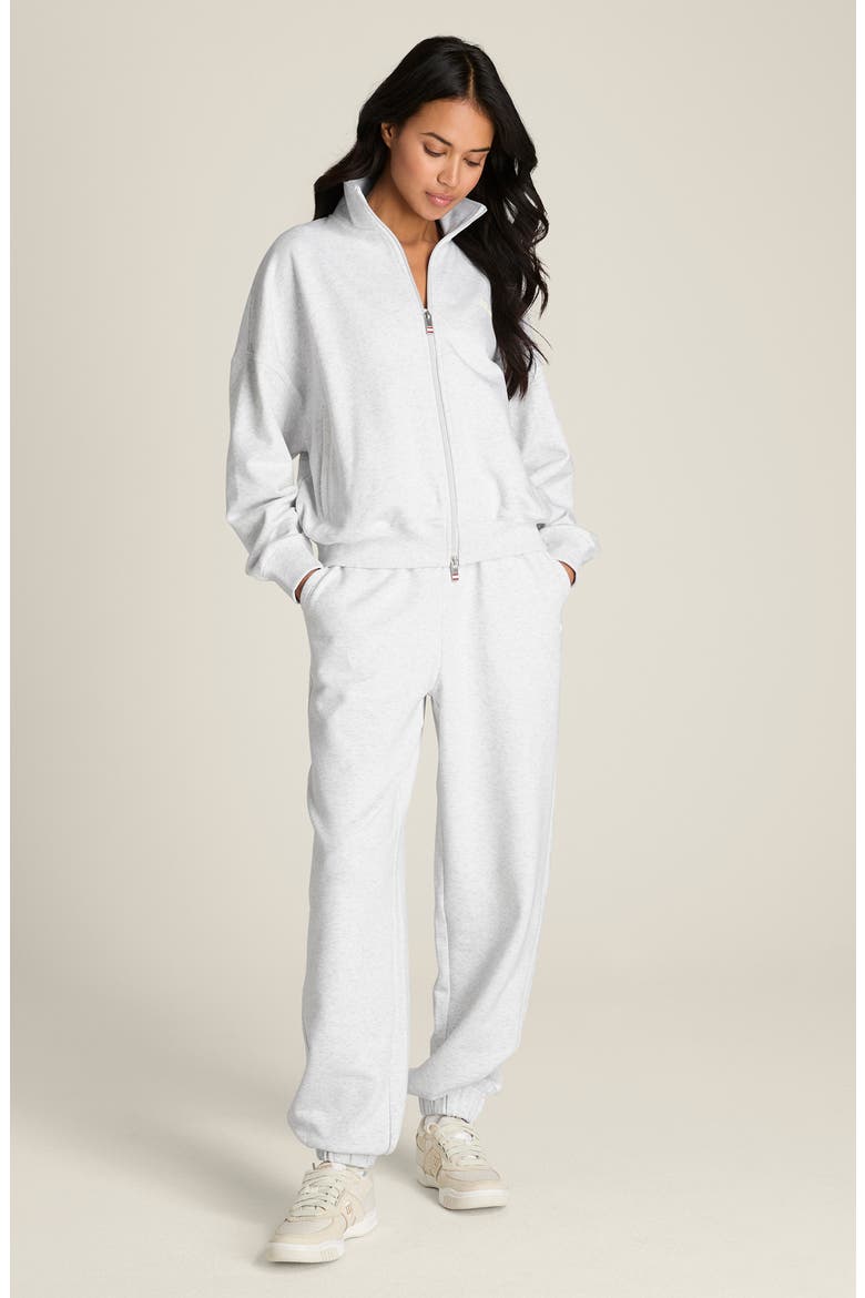Two Way Zip Stretch Cotton Blend Sweatshirt, Alternate, color, CLOUD HEATHER
