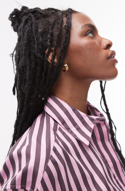 Topshop Stripe Cotton Poplin Button-up Shirt In Multi