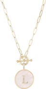Adornia 14K Gold Plated Mother-of-Pearl Initial Pendant Necklace