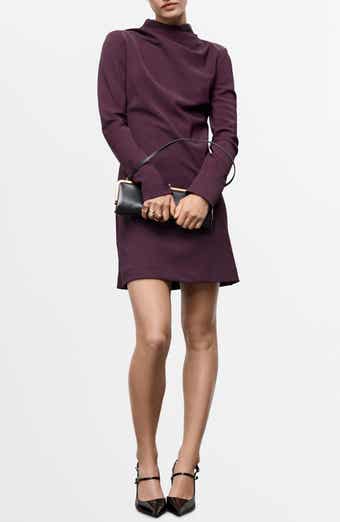 MANGO Drape Neck Long Sleeve Dress