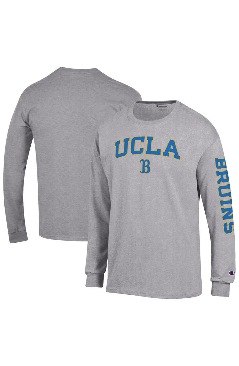 Champion Men's Champion Heather Gray UCLA Bruins Arch Over Logo 2-Hit Long Sleeve T-Shirt, Main, color, Heather Gray