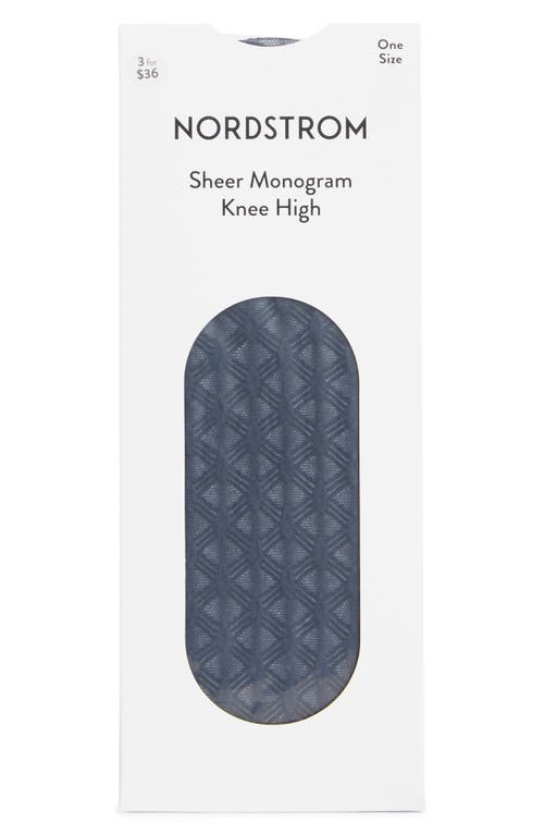 Nordstrom Sheer Jacquard Wool Blend Dress Socks In Blue