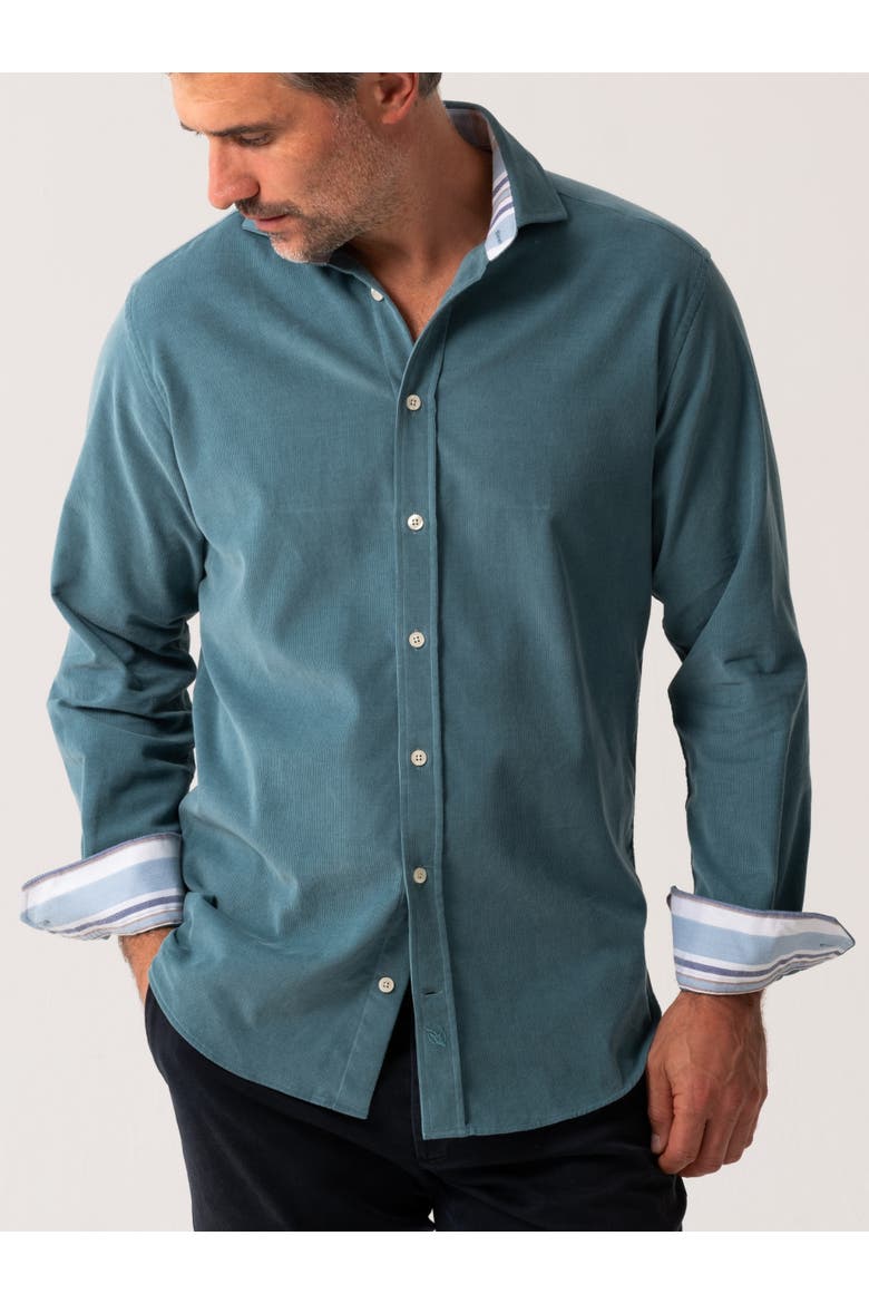 Corduroy Long Sleeve Shirt, Main, color, Petrol Blue