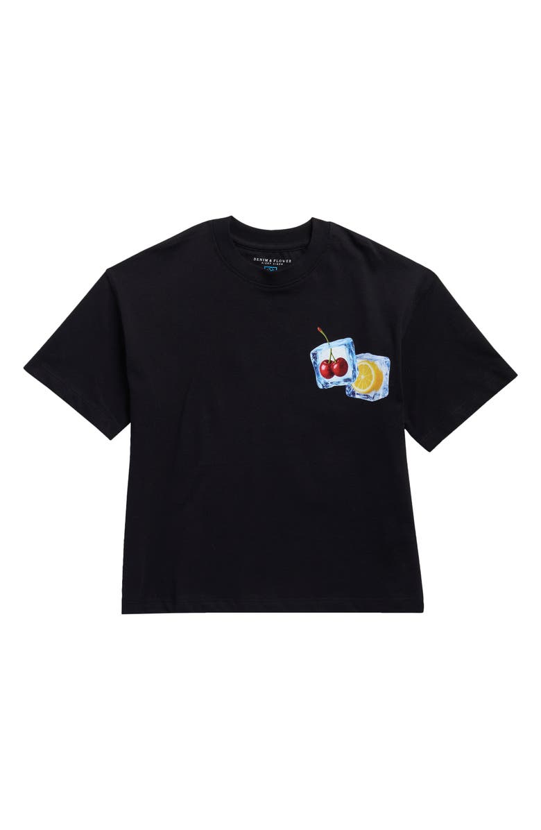 DENIM AND FLOWER Kids' Ice Cubes Graphic T-Shirt, Main, color, Black