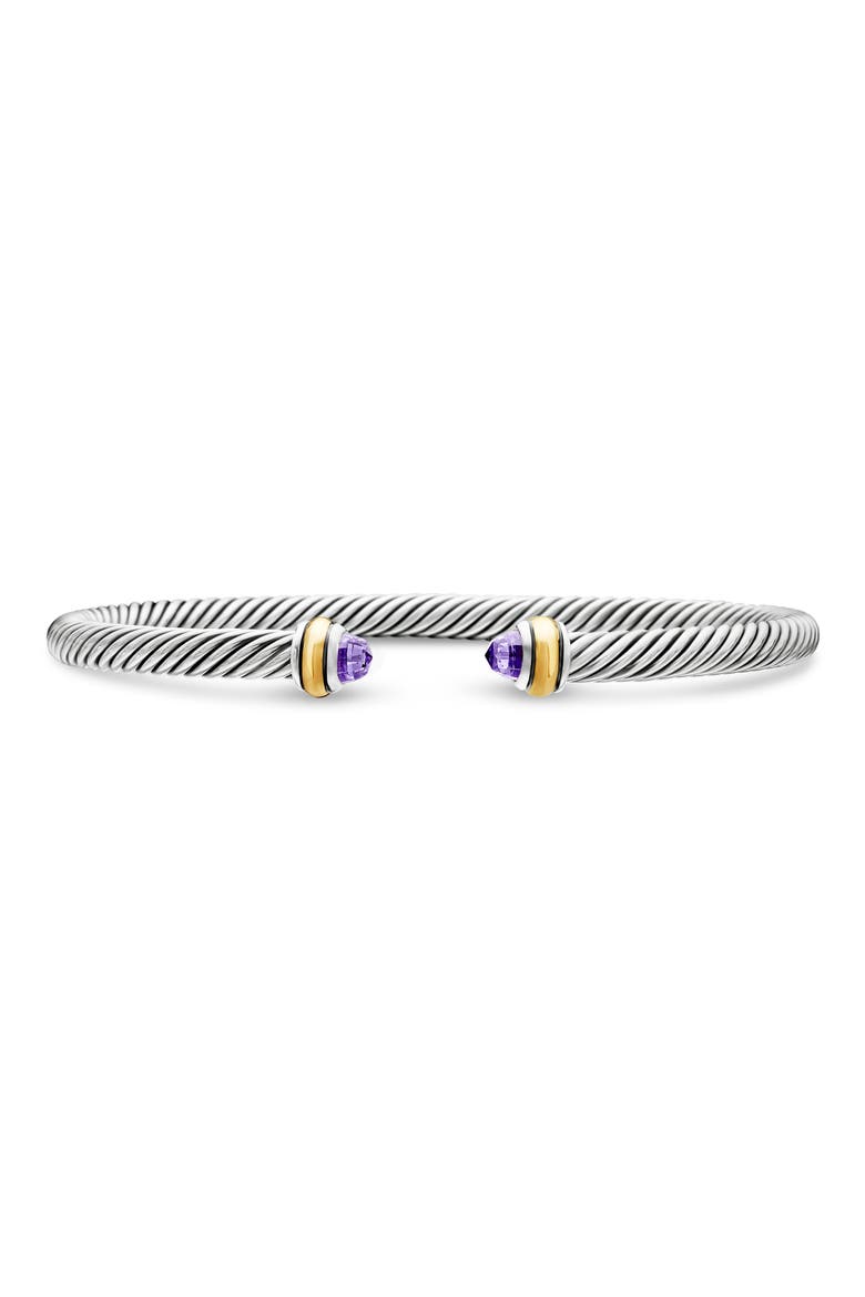 Cable Classic Bracelet with 18K Gold & Semiprecious Stones, 4mm, Main, color, AMETHYST