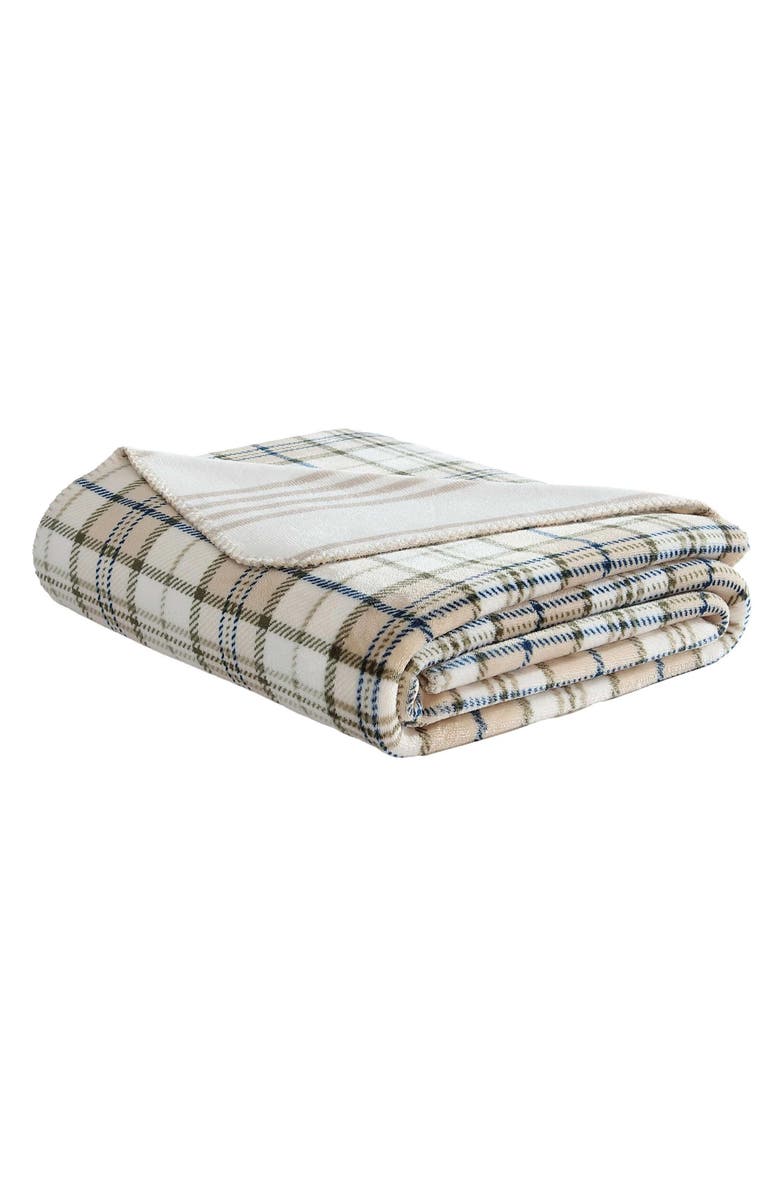Nautica Southgale Plaid Throw Blanket, Main, color, Sea Wheat/ Fern Green