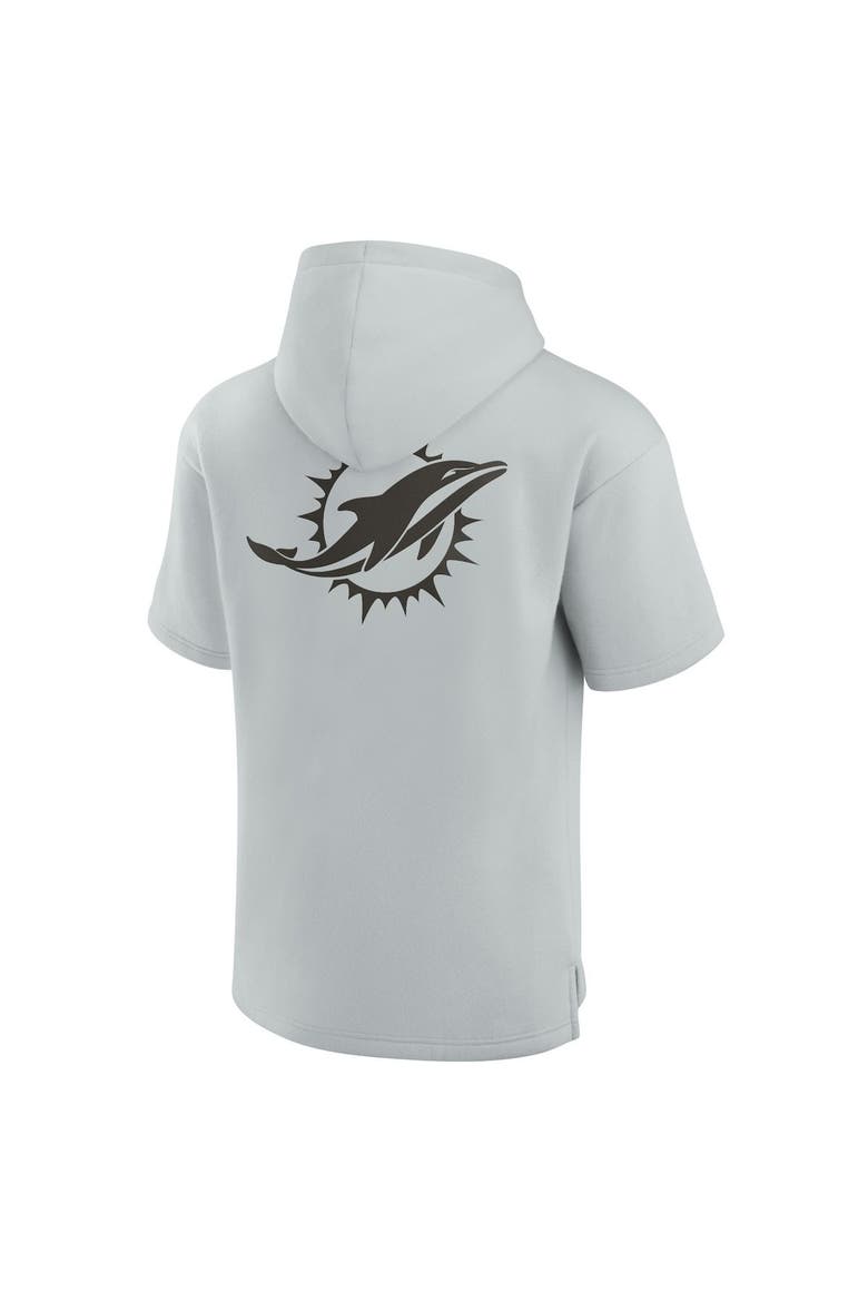 Unisex Fanatics Signature Gray Miami Dolphins Super Soft Fleece Short Sleeve Hoodie, Alternate, color, Gray