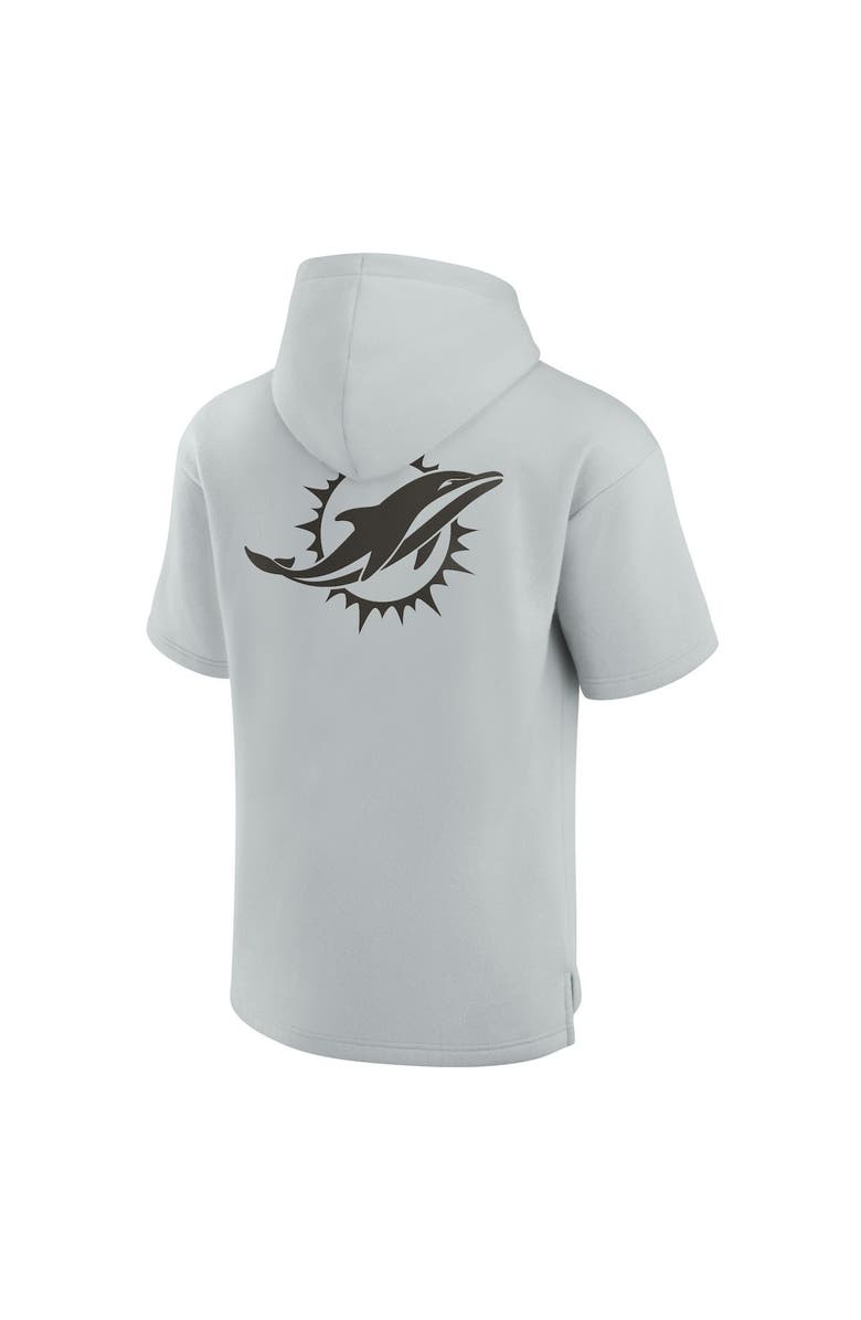 Fanatics Signature Unisex Fanatics Signature Gray Miami Dolphins Super Soft Fleece Short Sleeve Hoodie, Alternate, color, Gray