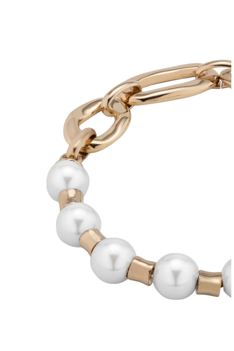Link & Pearl Combo Bracelet, Alternate, color, Gold