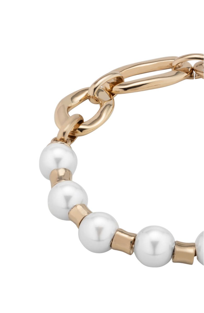 UNODE50 Link & Pearl Combo Bracelet, Alternate, color, Gold