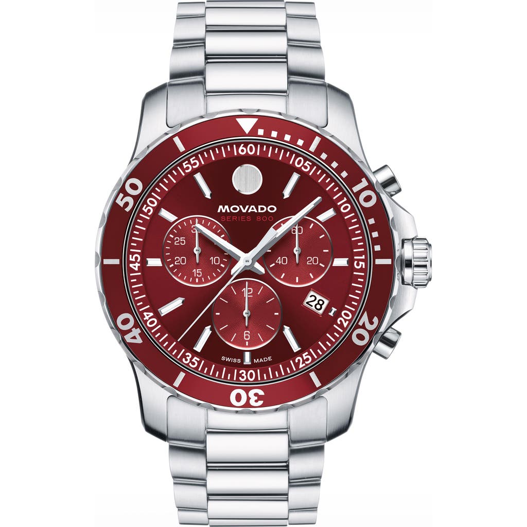 Movado Series 800 Chronograph Bracelet Watch, 42mm In Red