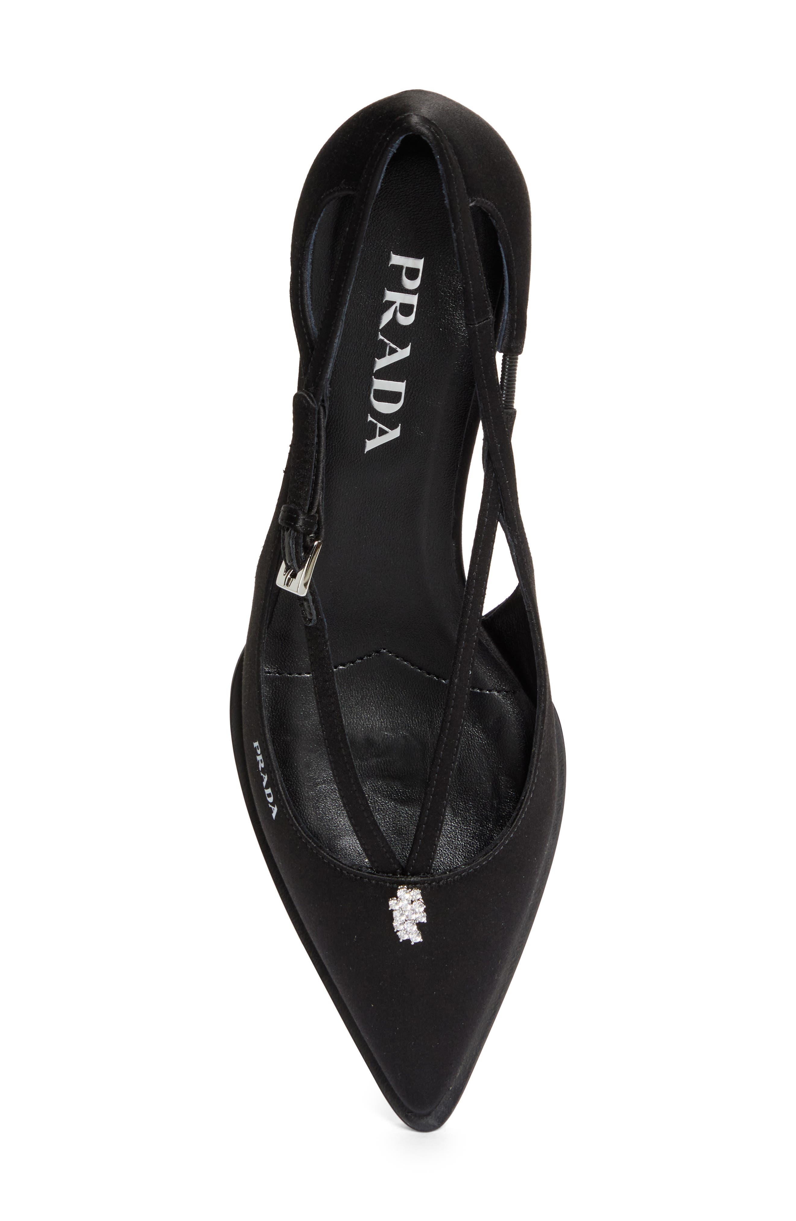 Prada Runway Crystal Detail Pointed Toe Pump, Alternate, color, 