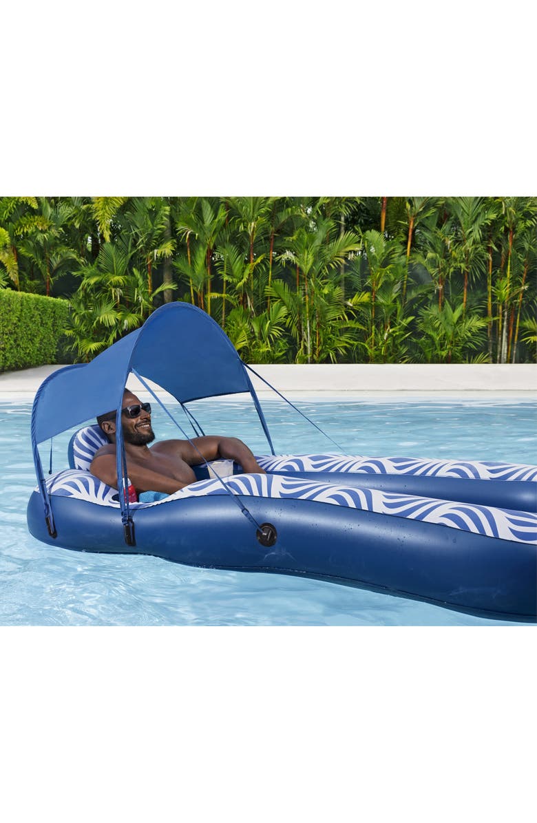 H2OGO! Comfort Plush Shaded Pool Lounge Float, Alternate, color, Multicolored