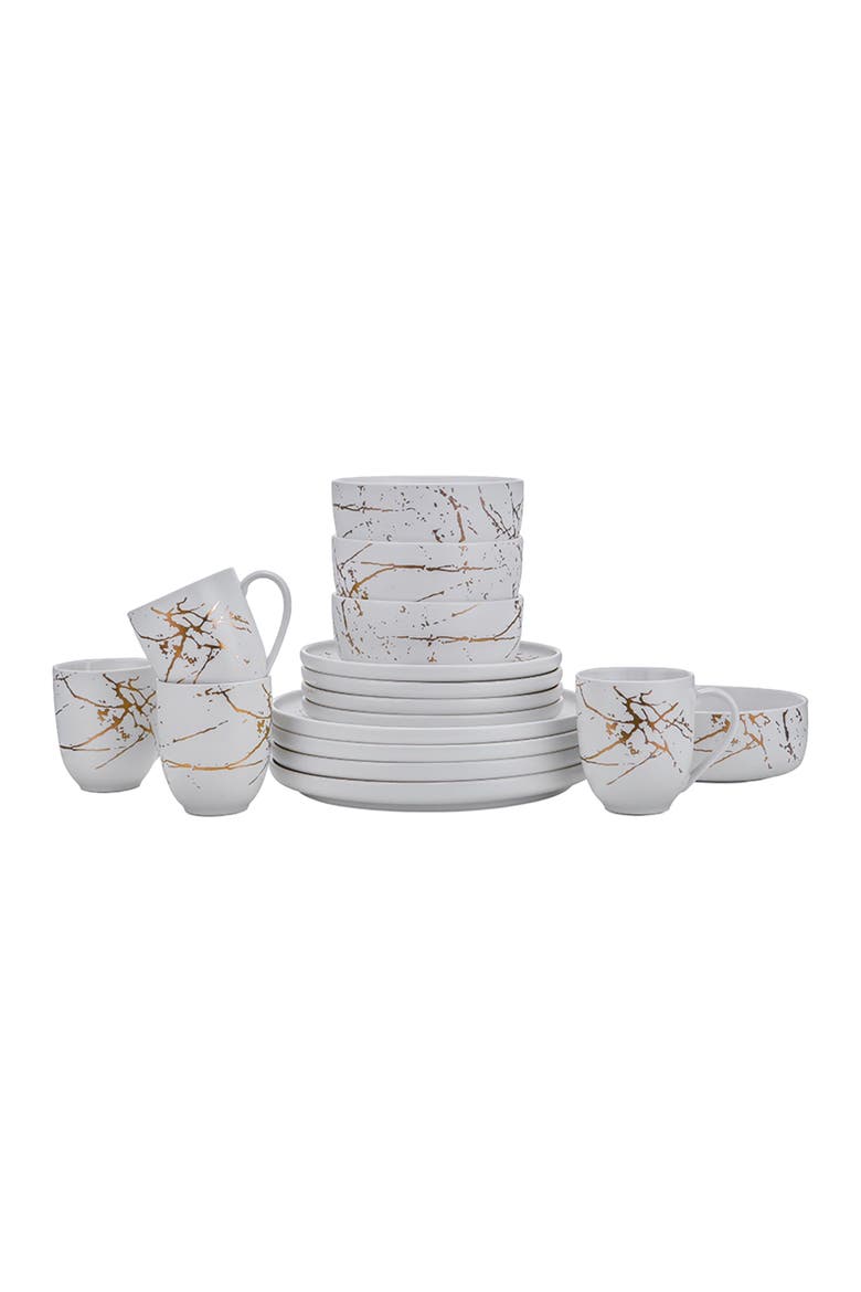 Zora Porcelain 16-Piece Dinnerware Set, Main, color, White