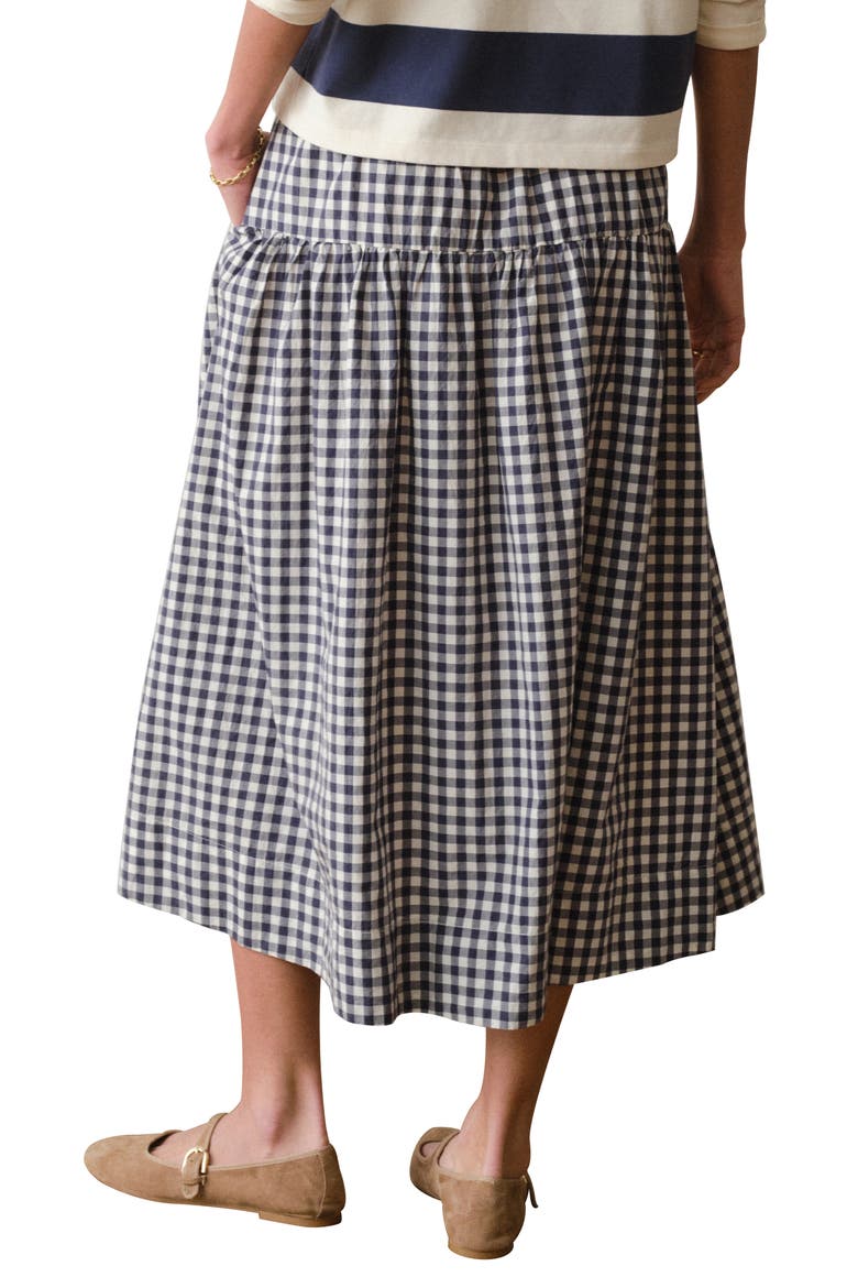 Gia Pima Cotton Gingham Skirt, Alternate, color, NAVY GINGHAM