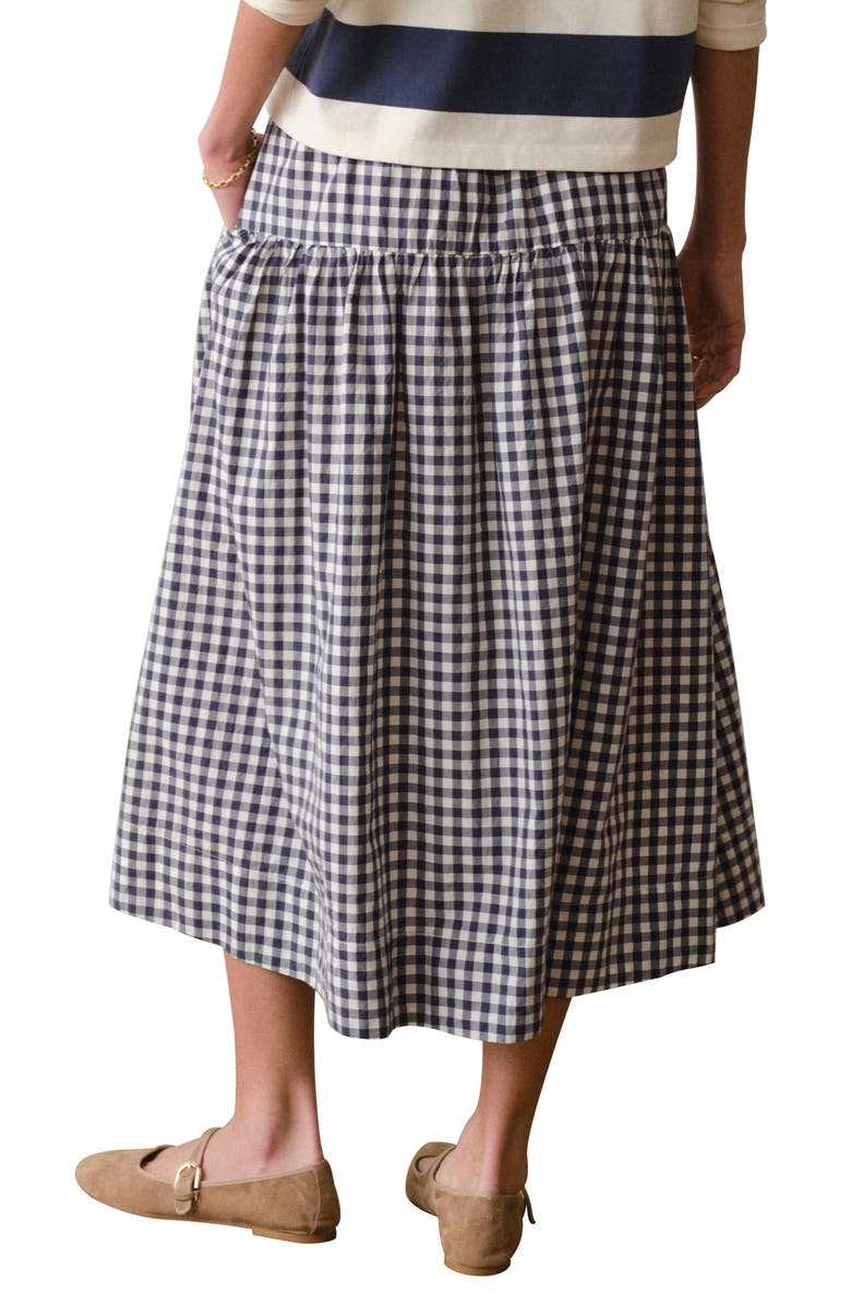 Marine Layer Gia Pima Cotton Gingham Skirt, Alternate, color, Navy Gingham