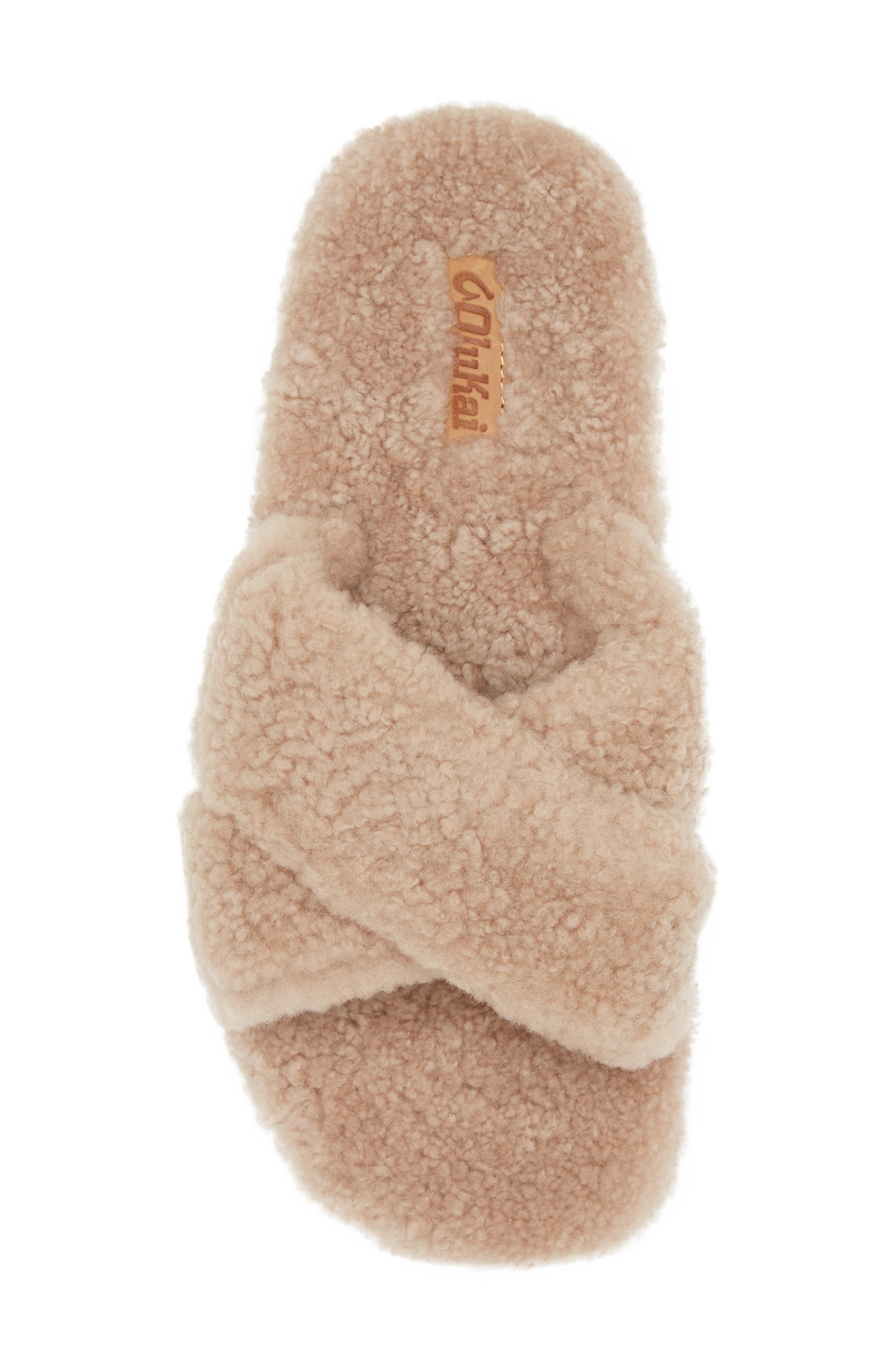 Hila Heu Genuine Shearling Slipper, Alternate, color, TAN / TAN