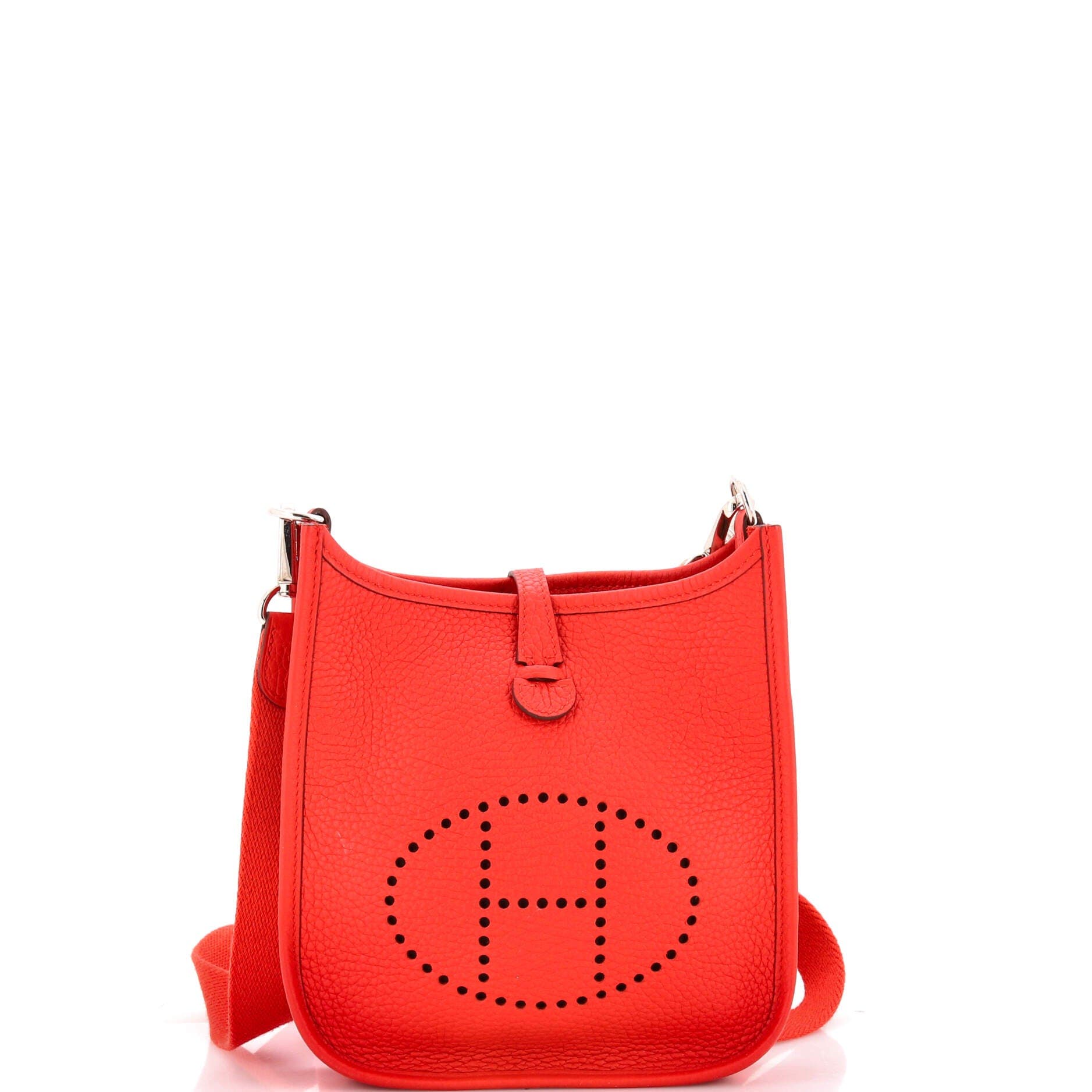 Pre-Owned Hermes Evelyne Bag Gen III Clemence TPM, Main, color, Rouge Tomate