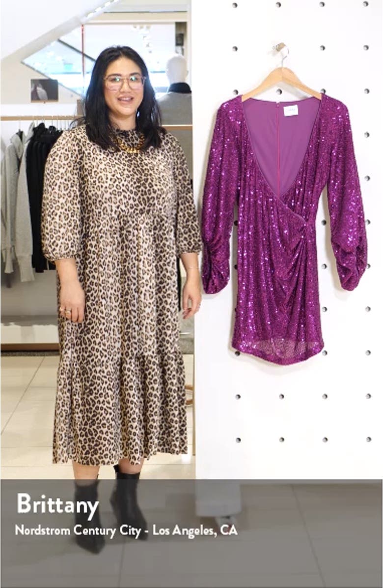 Balloon Sleeve Sequin Cocktail Minidress, sales video thumbnail