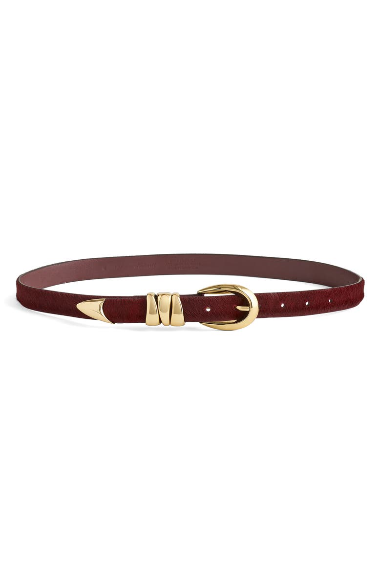 Madewell Triple Metal Keeper Genuine Haircalf Belt, Main, color, Cabernet