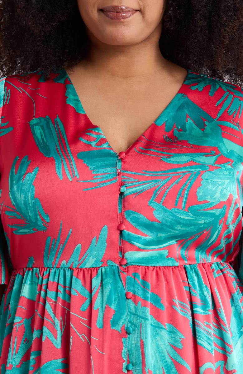 SUGARLIPS Palm Tropics Pismo Button Maxi Dress, Alternate, color, Pink-Green