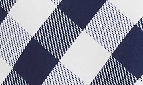 Kate Spade New York Water Resistant Gingham Print Hooded Rain Coat In Navy/white Gingham