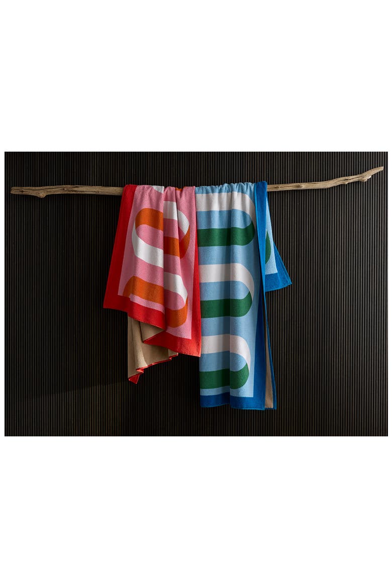 Ribbon Beach Towel, Alternate, color, FLAMINGO