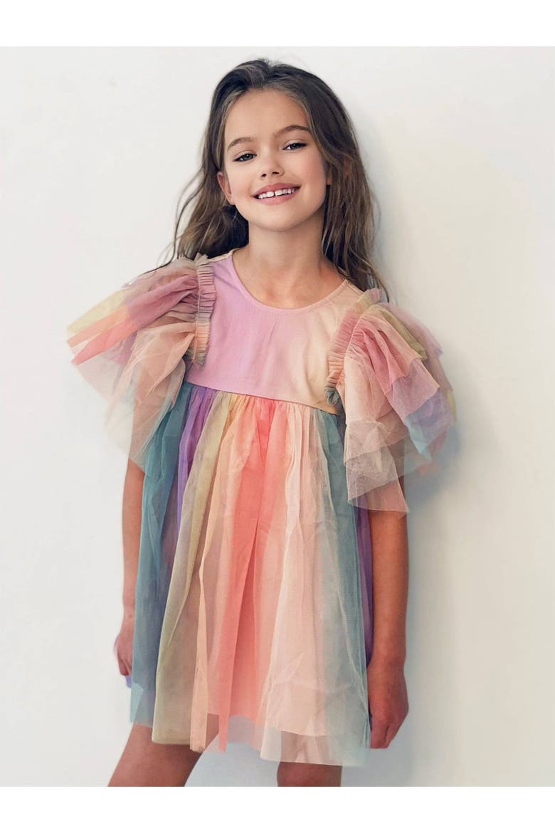 Sunset Rainbow Tulle Dress, Alternate, color, Multicolor