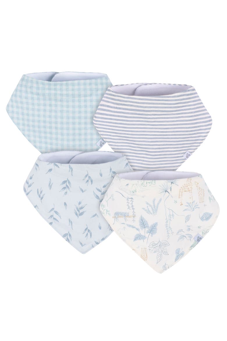 Bandana Bibs 4-Pack Blues, Main, color, Blue