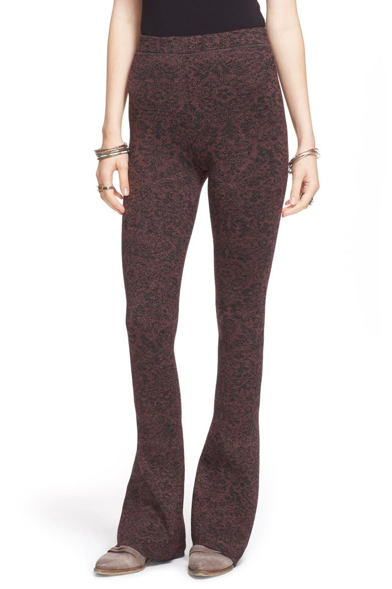 Metallic Sweater Flare Pants, Main, color, WINE/ BLACK COMBO