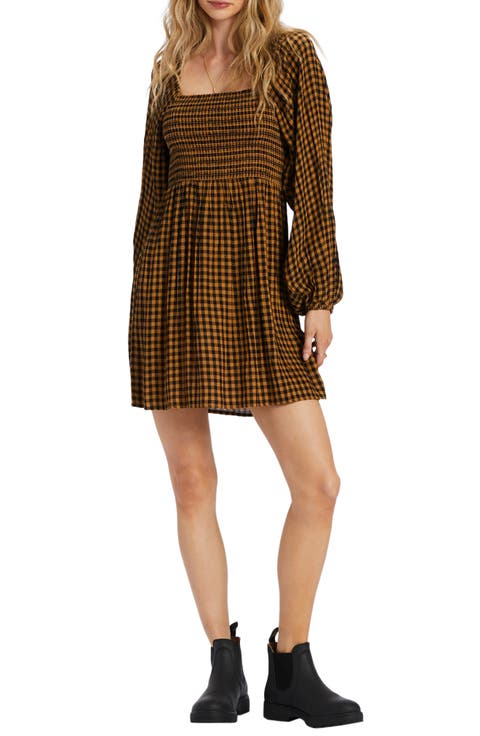 Paradise Days Long Sleeve Smocked Minidress