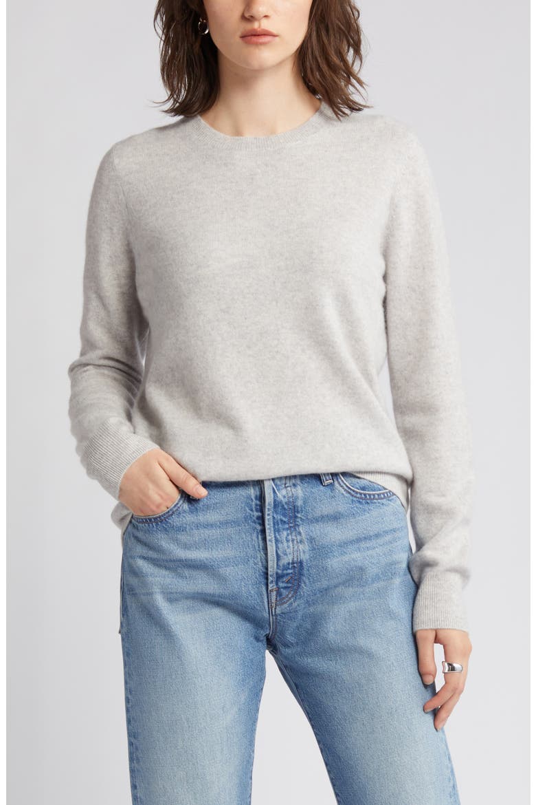 Cashmere Crewneck Sweater, Main, color, GREY LIGHT HEATHER