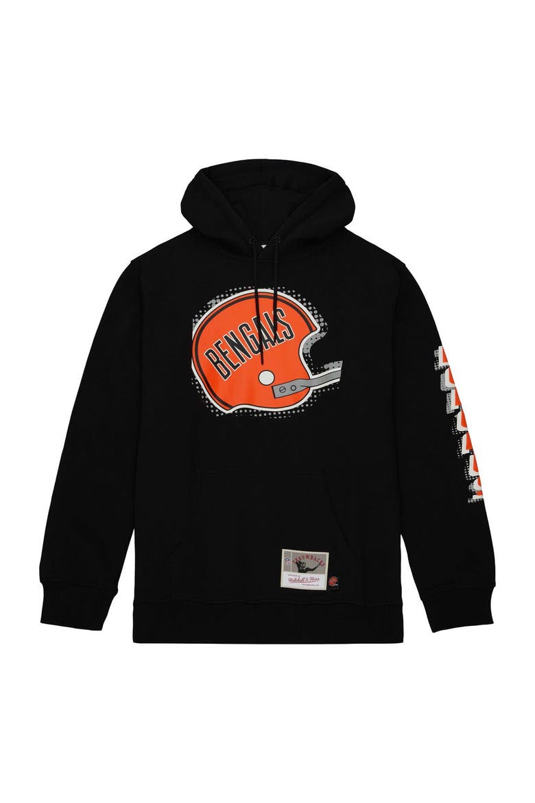 Men's Mitchell & Ness Black Cincinnati Bengals Gridiron Classics Big Face 7.0 Pullover Hoodie, Alternate, color, Black