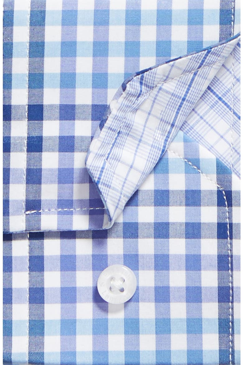 Trim Fit Check Dress Shirt, Alternate, color, BLUE