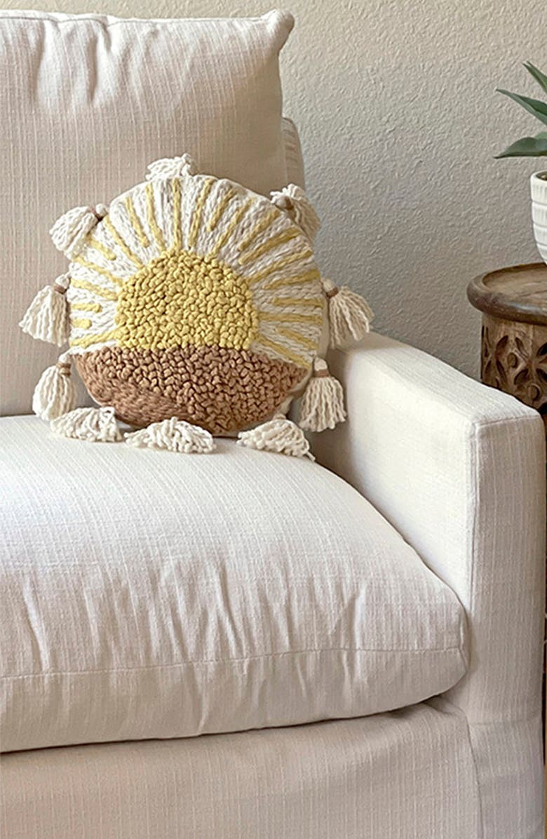 CRANE BABY Round Decor Accent Pillow, Alternate, color, Yellow