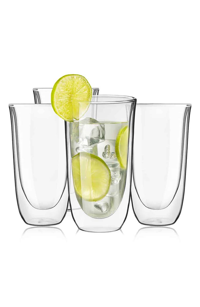 JoyJolt Set of 4 - Spike Double Wall Tumbler, Main, color, Clear
