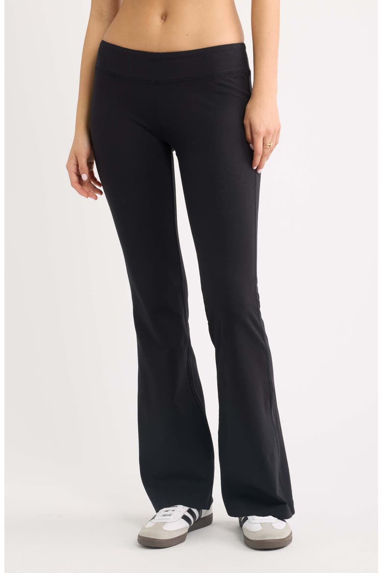 Foldover Flare Jersey Pants, Main, color, BLACK