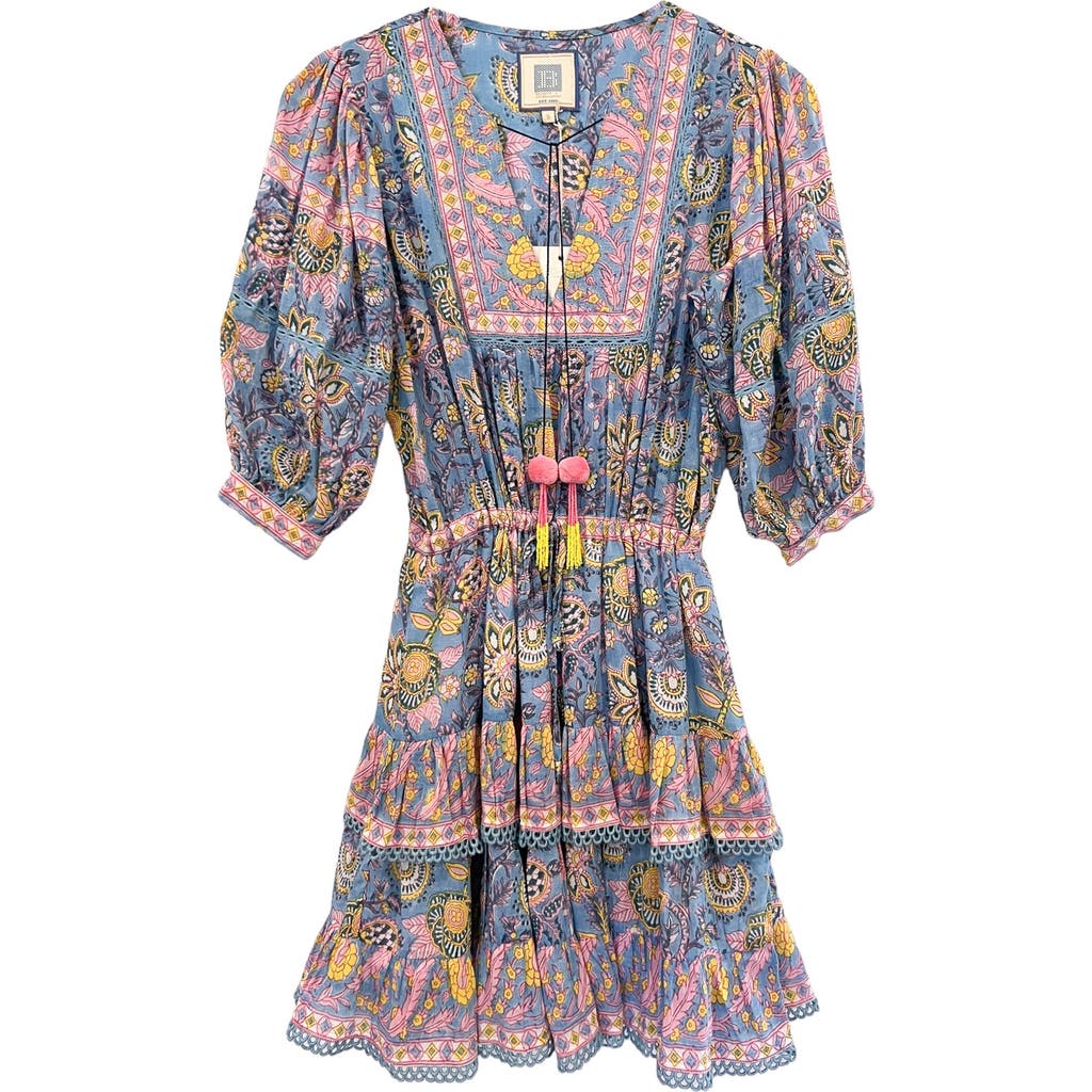 Alicia Bell Kate Itered Cotton & Silk Cover-up Minidress In Blue Yellow Print