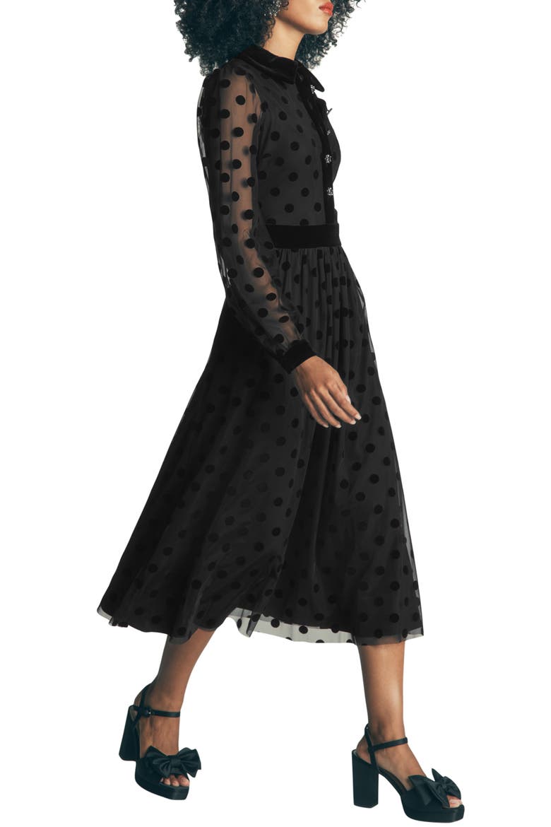 Contrast Detail Tulle Dress, Main, color, BLACK