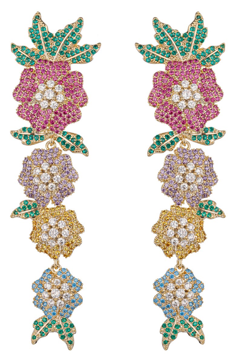 EYE CANDY LOS ANGELES Shaline Floral CZ Drop Earrings, Main, color, 