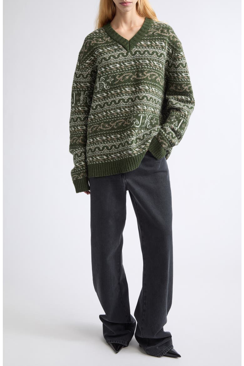 Kair Fair Isle Wool Sweater, Alternate, color, GREEN
