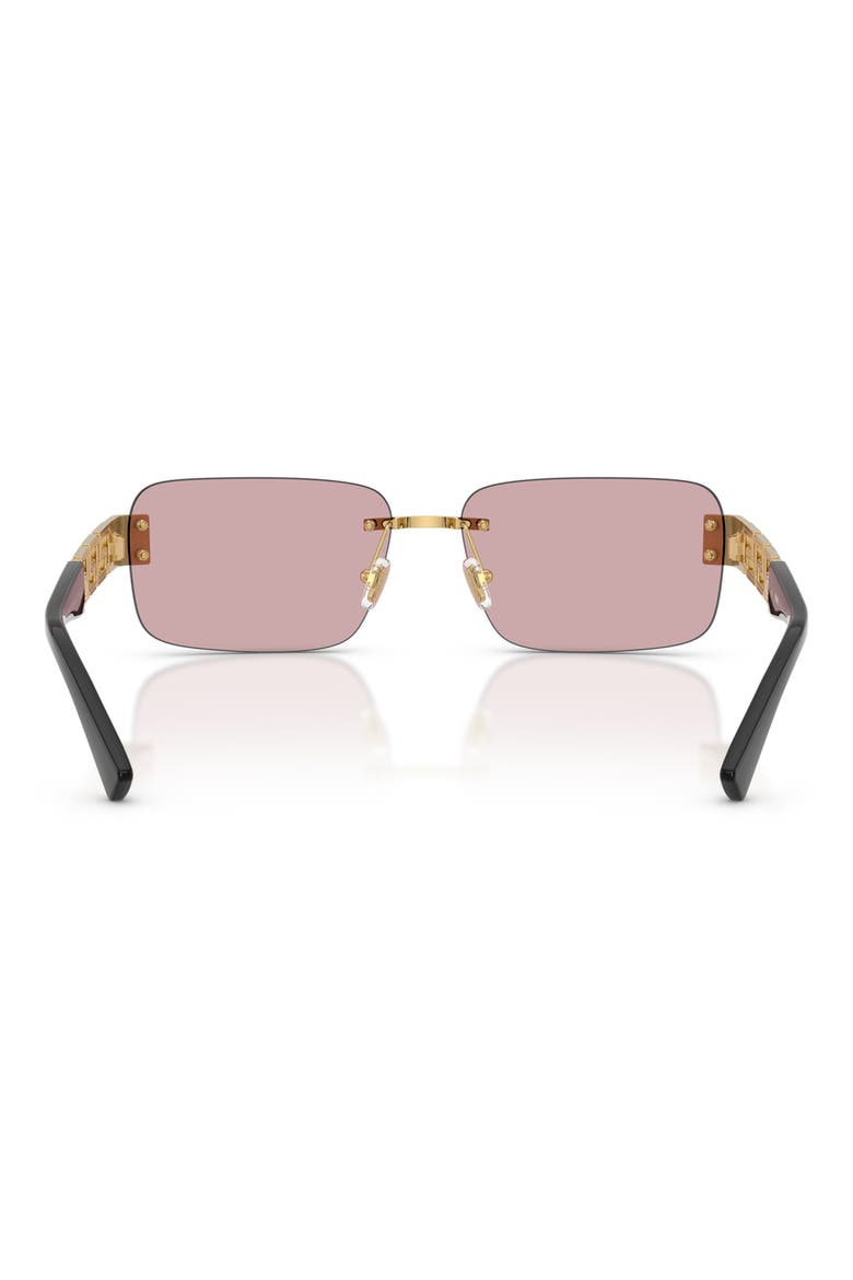 58mm Rimless Rectangular Sunglasses, Alternate, color, GOLD / PINK MIRROR GOLD