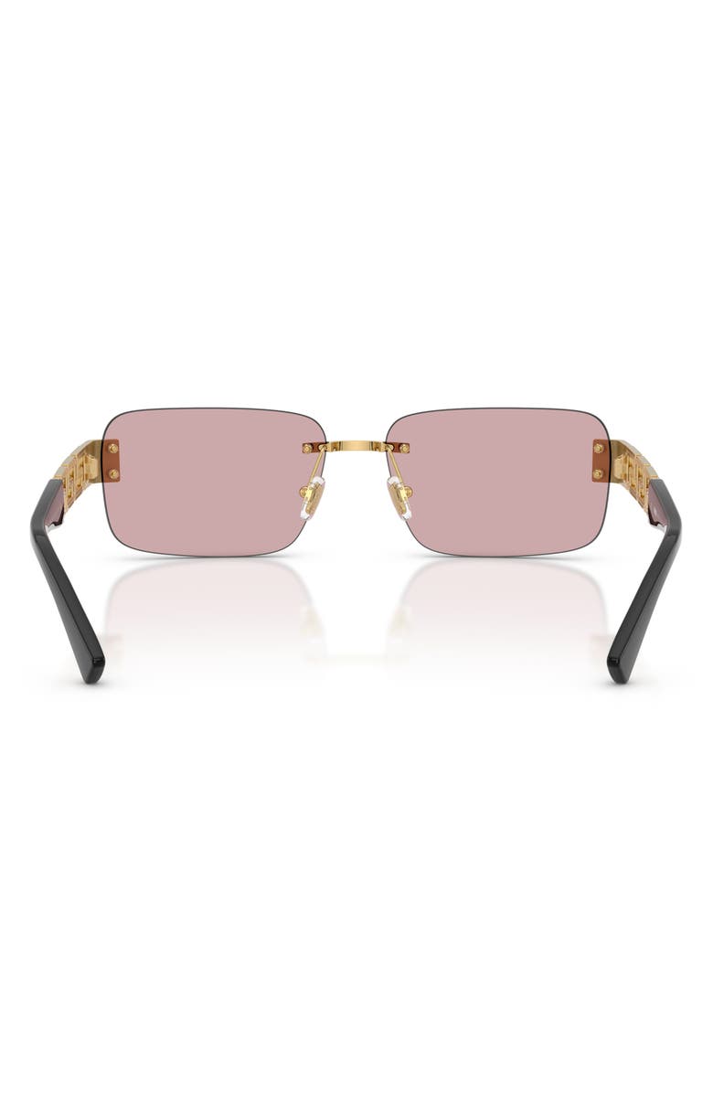 Versace 58mm Rimless Rectangular Sunglasses, Alternate, color, Gold / Pink Mirror Gold