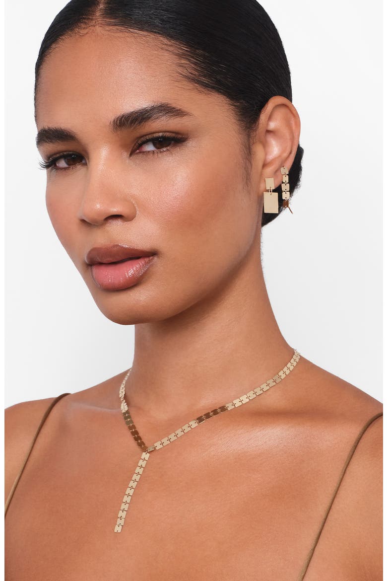 14K Gold Laser Square Y-Necklace, Alternate, color, YELLOW GOLD