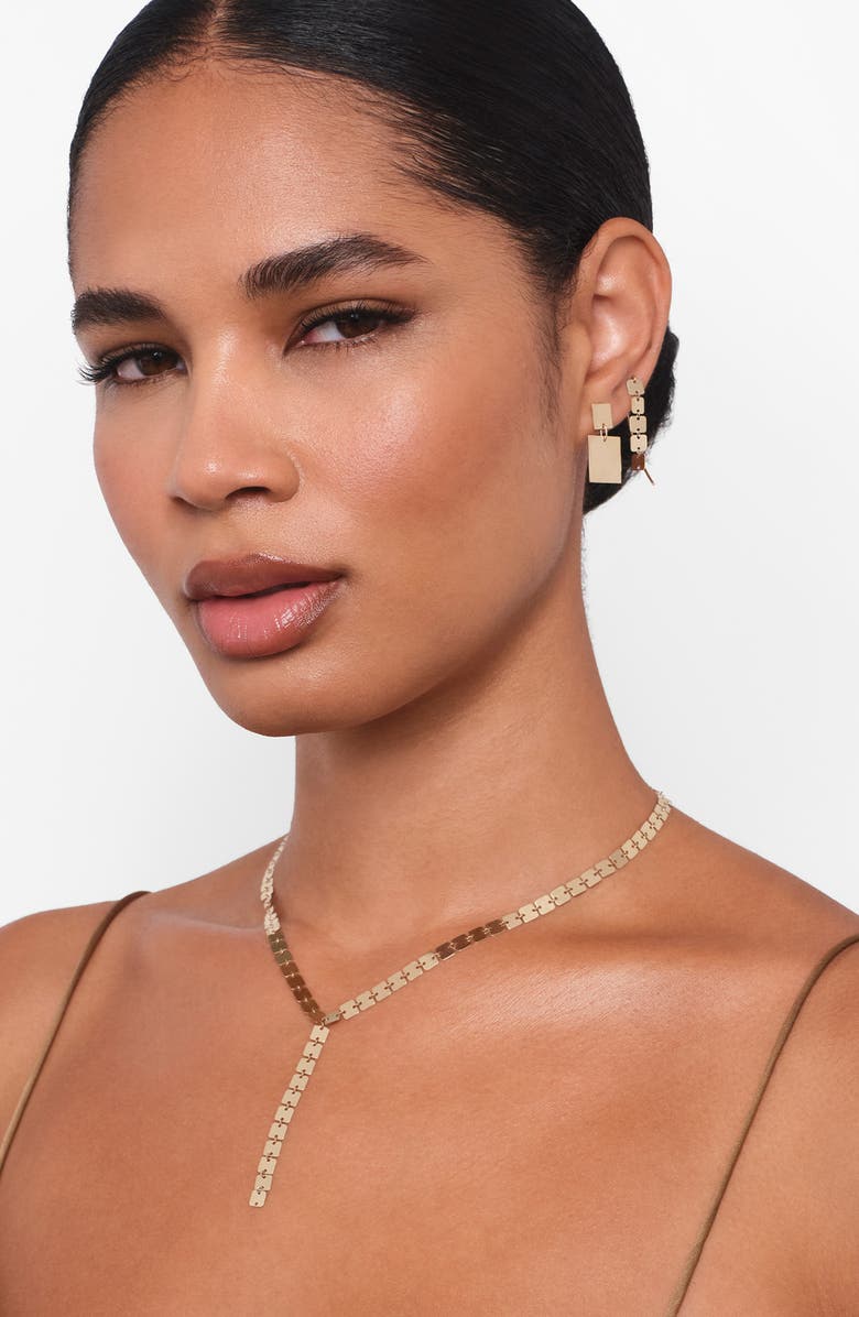 LANA 14K Gold Laser Square Y-Necklace, Alternate, color, Yellow Gold