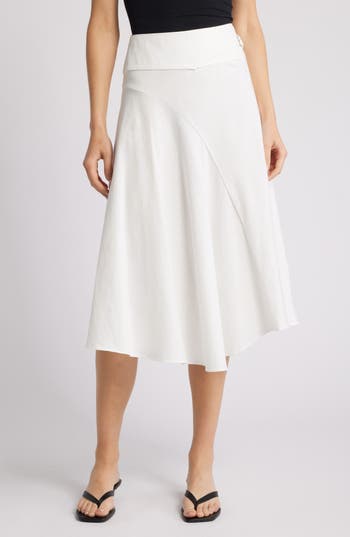 Faithfull The Brand Maceio Asymmetric Cotton Skirt In White