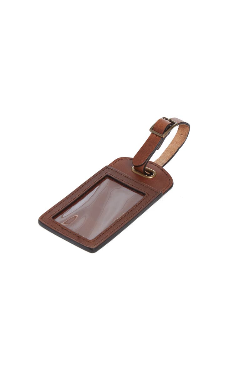 Polo Leather Luggage Tag, Main, color, Espresso