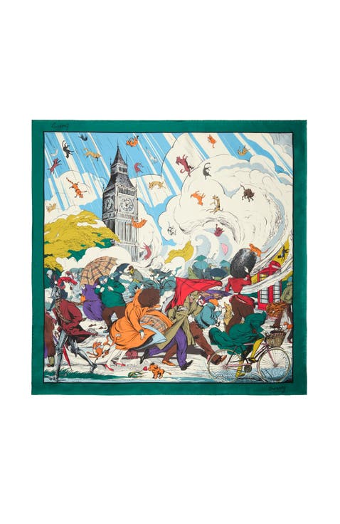 Raining Cats and Dogs  Silk Scarf